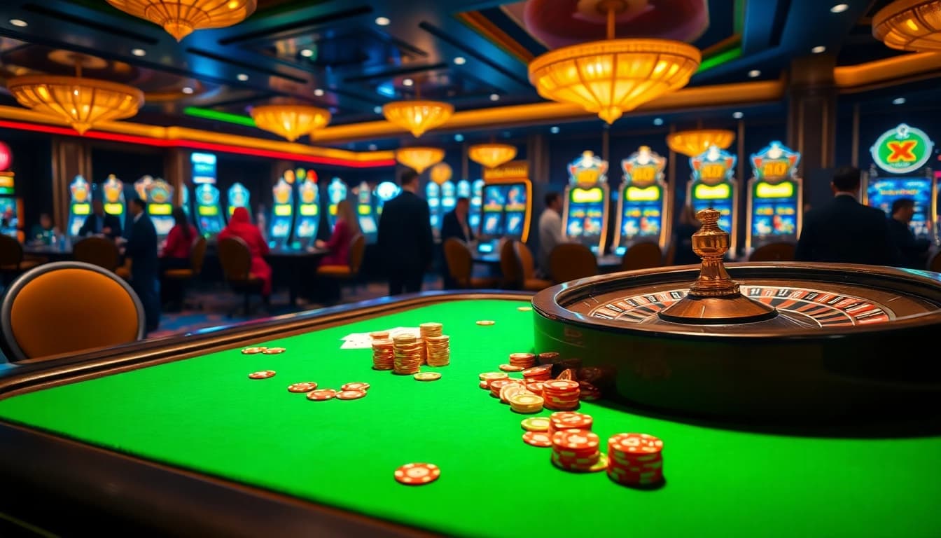 Engaging gamblers at a luxurious table game featuring kjc.ac branding elements.