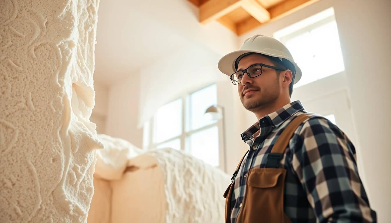 Lenders refusing spray foam insulation showcase a contractor evaluating insulation in a bright home.