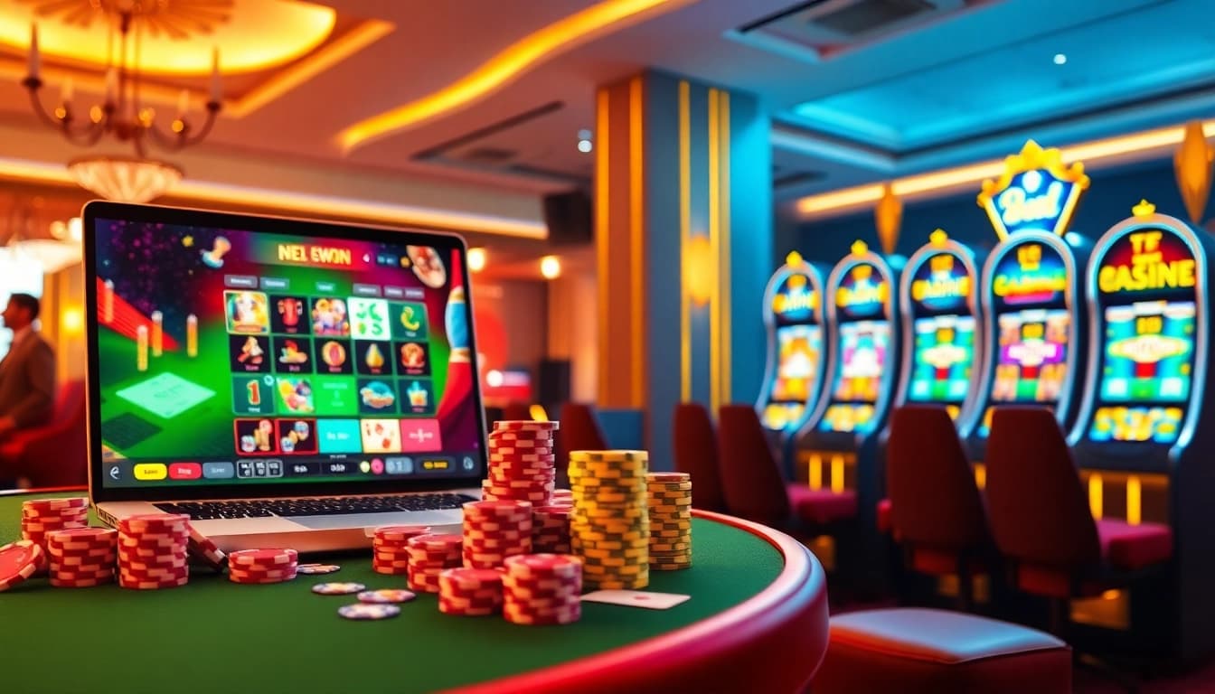 High-stakes 88i game online with vibrant casino interface, cards, chips, and slot machines