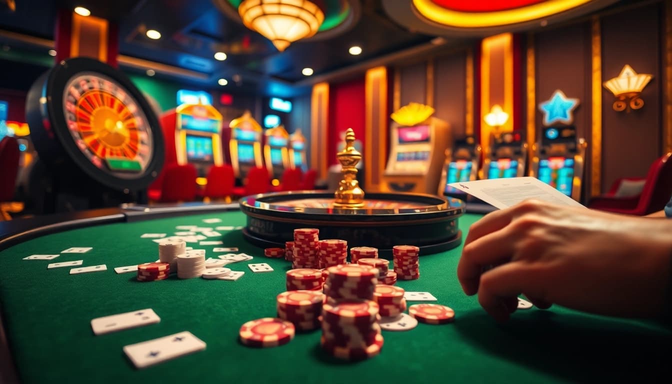 Dynamic BJ88 gaming scene showcasing exciting casino elements with players engaged in various games.