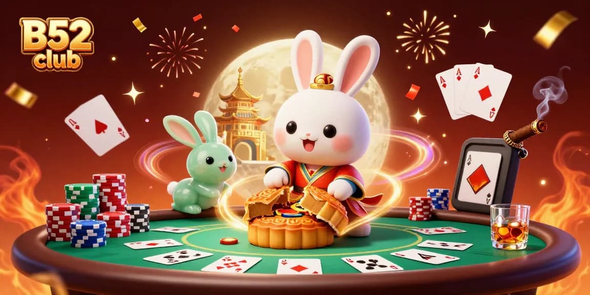 Experience exciting games at B52 club with vibrant casino elements and playful characters.