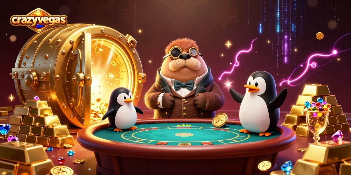 Experience the thrill of crazyvegas with dynamic poker action featuring plush characters in a treasure-laden underwater scene.