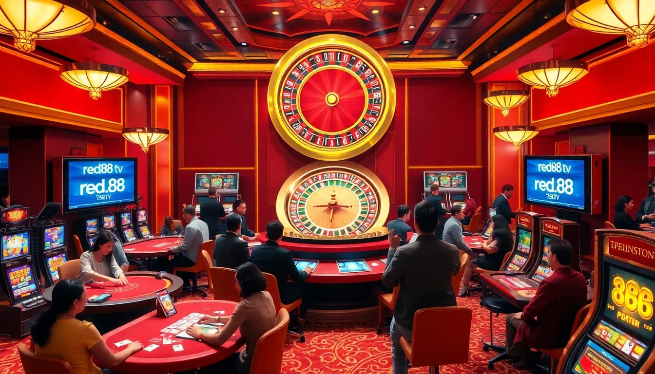 Experience thrilling gameplay at red88 tv in a luxurious casino setting.