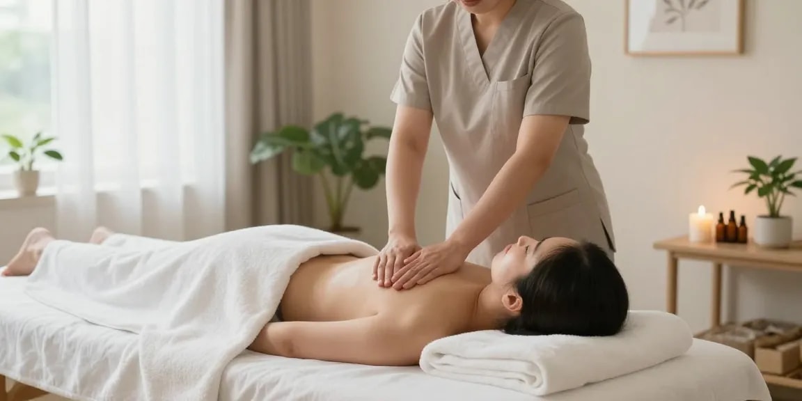 Experience soothing 금정출장마사지 in a serene home environment with professional therapist.