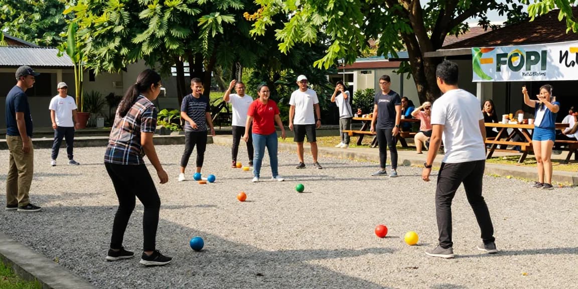 Social petanque match showcasing community spirit at fopikotabitung.org.