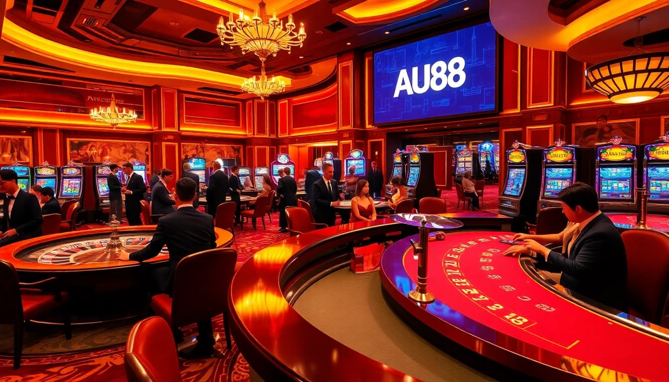 Experience the excitement at AU88 with vibrant casino activities and luxurious gaming tables.