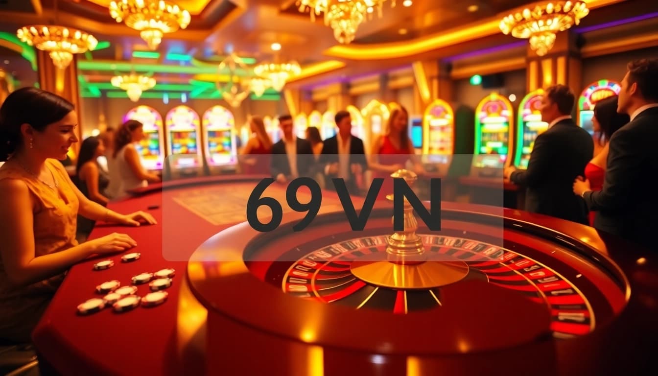 Players enjoying the thrilling experience at the casino with link 69VN featured on a betting slip, representing excitement and victory.