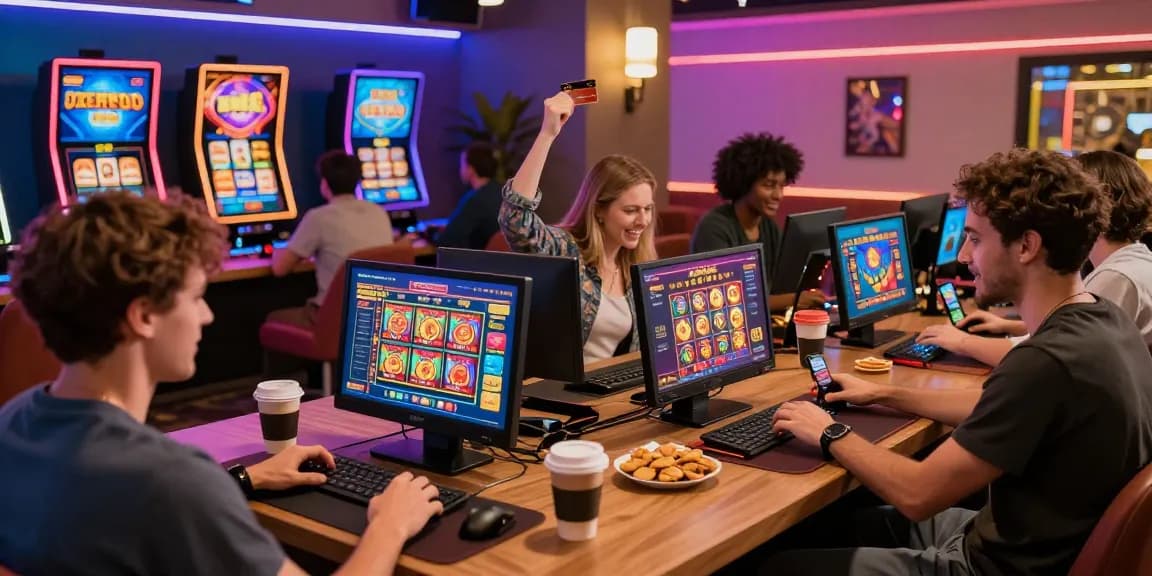 Players enjoying online casinos that accept credit cards in a vibrant gaming room.