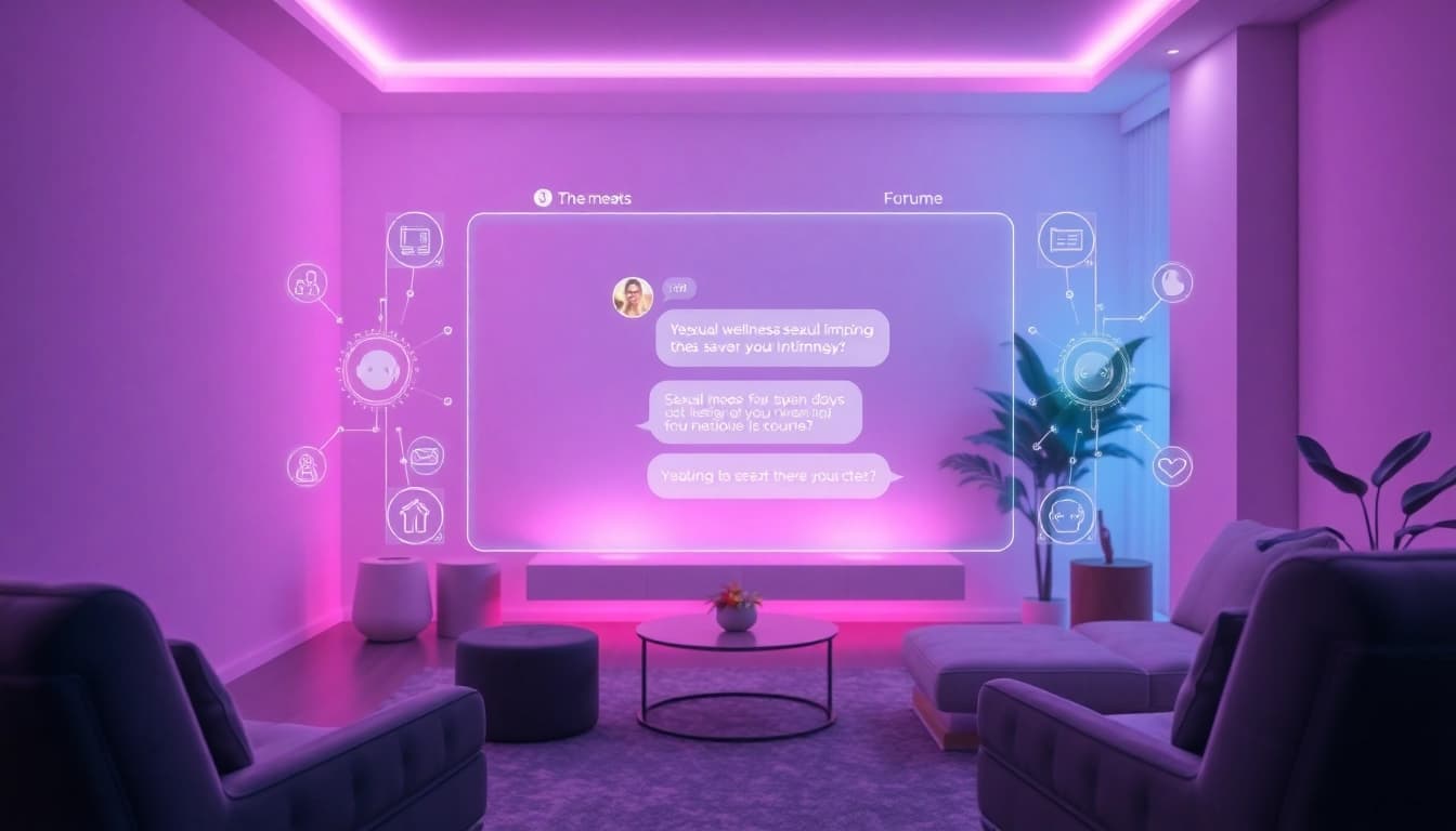 Engaging AI chatbot interface on sexual wellness, showcasing modern technology and intimacy.