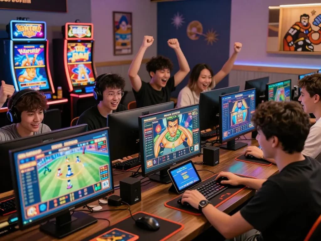 Engaged players enjoying diverse games on the Sunwin platform, showcasing an exciting online gaming atmosphere.