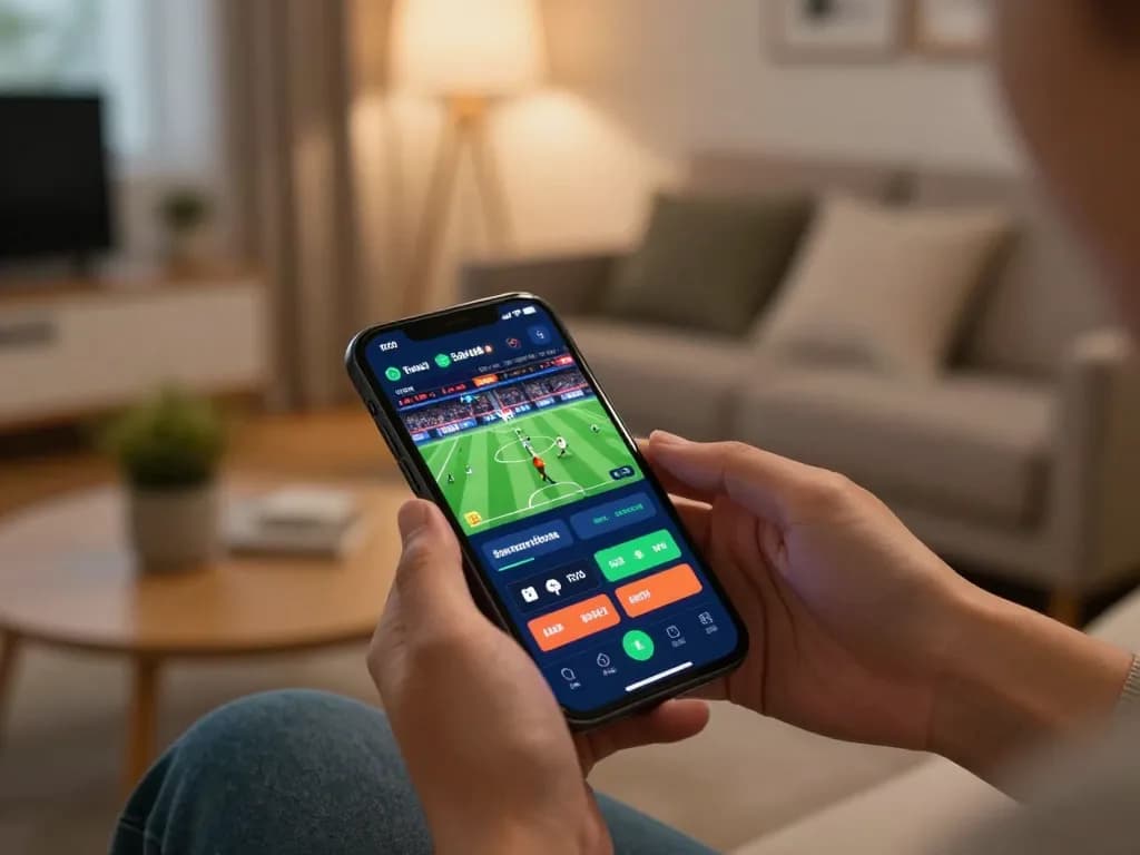 Engaging user interacts with trang cá cược bóng đá on smartphone, highlighting dynamic betting options.