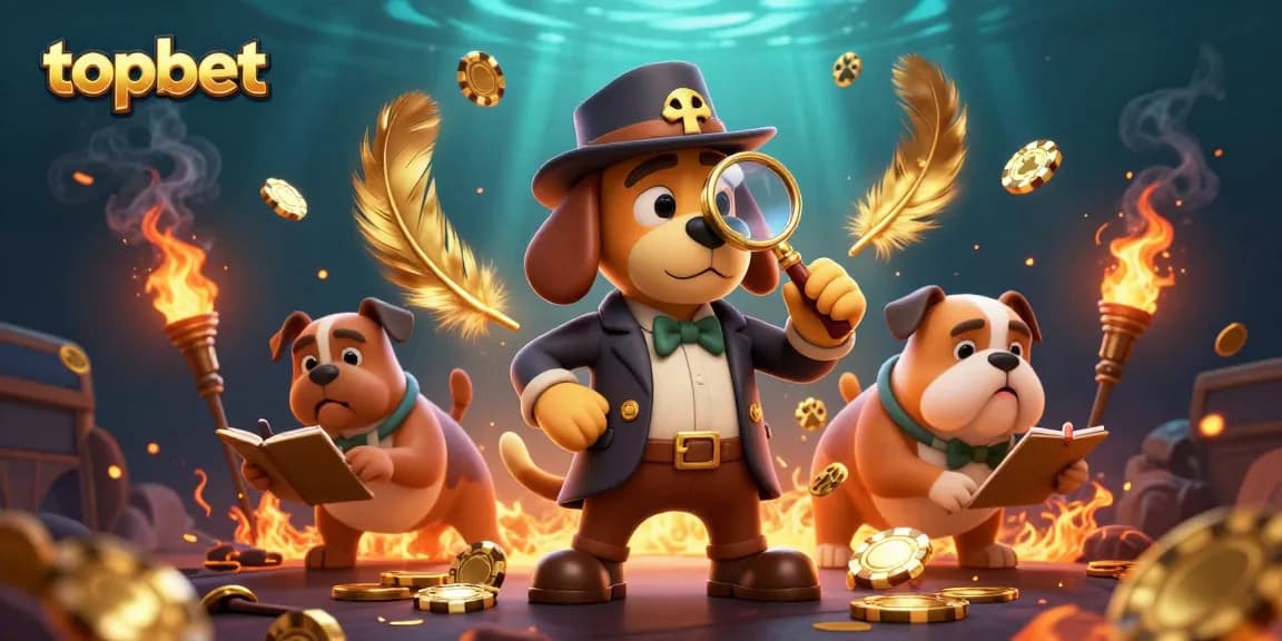 Join the 3D adventure with topbet, as a detective and bulldog unravel poker mysteries amid captivating gambling elements.