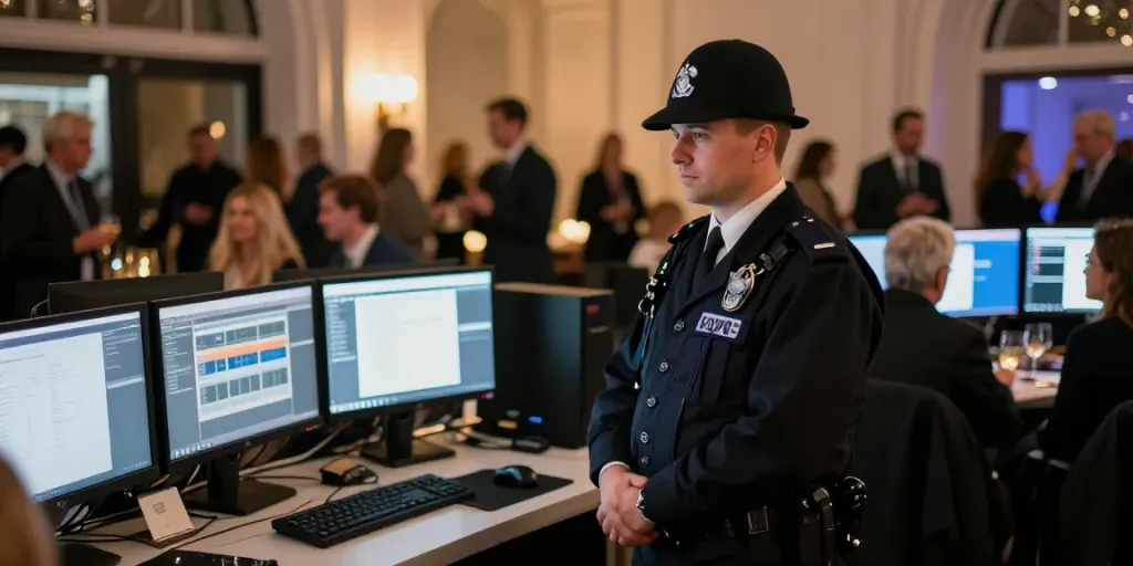 Trusted Security Company ensuring safety at a community event.