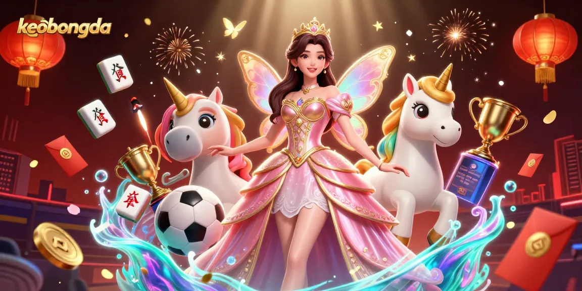 Engage with keobongda's vibrant sports betting scene featuring a glamorous Asian woman amidst dynamic gaming elements.