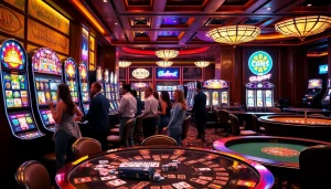 Players enjoying Slot machines in a luxurious casino environment filled with vibrant colors.