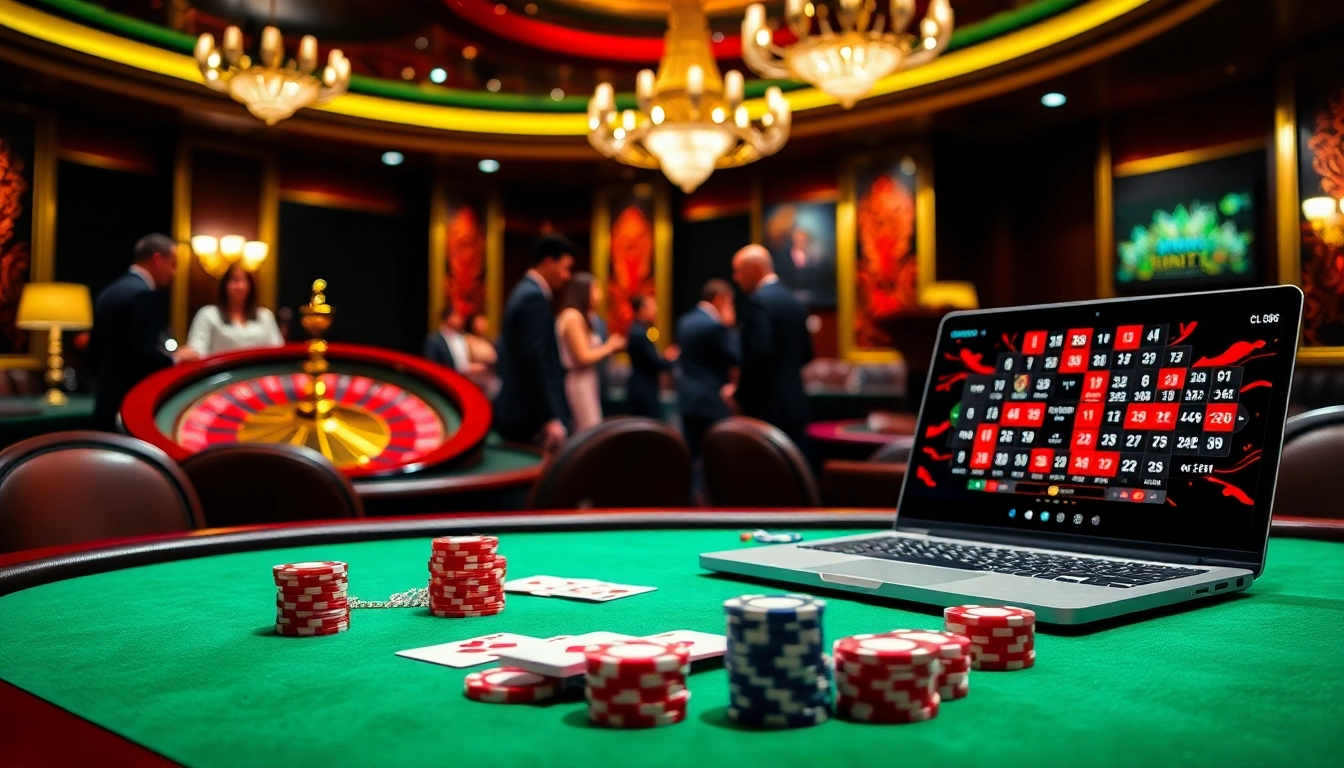 Engage in thrilling gameplay at https://lc88.it.com/ with our stunning casino ambiance featuring poker chips and roulette.