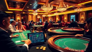 Gambers enjoying table games and online betting at https://f8bet.dental/ with professional atmosphere.