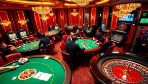 Experience the excitement of tv88 with players enjoying various casino games amid vibrant thrills.