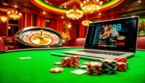 Engaging gamblers with the exciting xx88 link interface amidst a vibrant casino scene.