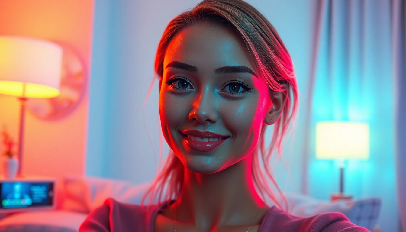 Immersive scene of AI sex chat featuring an engaging character in a cozy virtual environment.