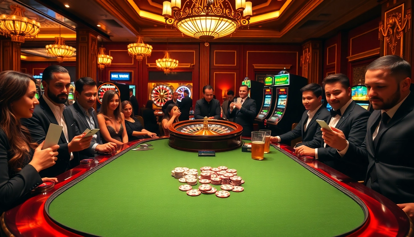 Explore the excitement of nhà cái 888b with vibrant casino activities capturing intense gambling moments.