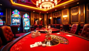Experience thrilling games at TT88's luxurious casino with vibrant slot machines and poker tables.