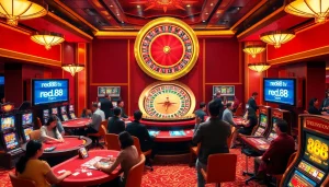 Experience thrilling gameplay at red88 tv in a luxurious casino setting.