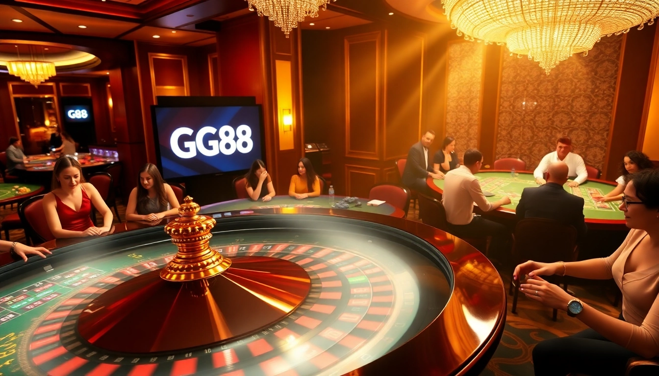 Gamblers enjoying a thrilling roulette game at GG88 online casino.