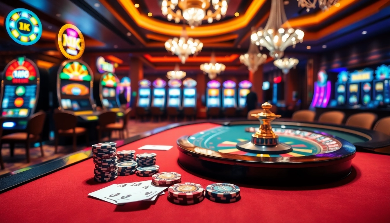 Exciting MK 8 casino gameplay showcasing luxurious poker and roulette tables.