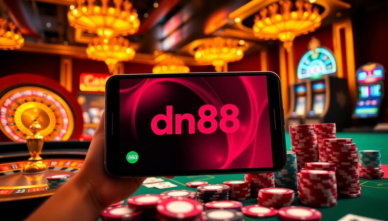 Experience the excitement of gambling with the app dn88 on a vibrant casino interface.