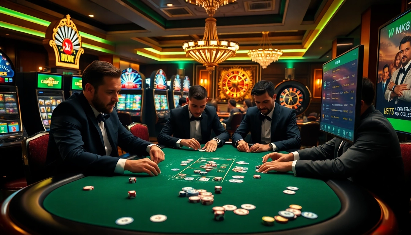 Professional gamblers enjoy a thrilling game at the MK8 poker table, filled with excitement and strategy.