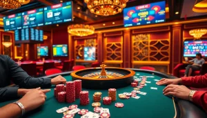 Experience the excitement of poker at cm88.com, featuring vibrant chips and engaging gameplay.