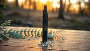 Buy DMT with a beautifully designed vape pen on a natural background.