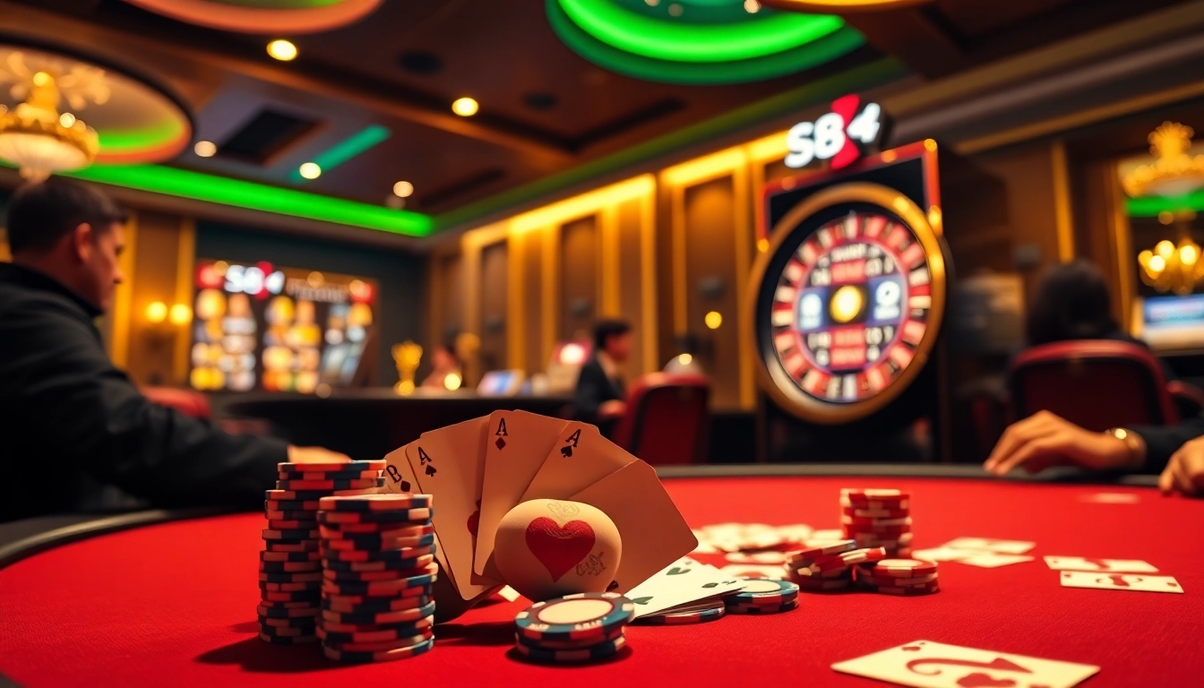 Experience high-stakes poker at the luxurious S8 casino table with vibrant poker chips.