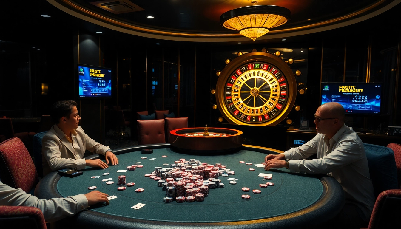 Action-packed poker scene at http://789clubar.com/ showcasing intense players and vibrant chips.