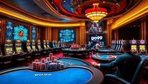 Experience the thrill of go99 with vibrant casino tables and engaging players in action.