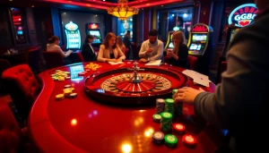 Exciting roulette gameplay at GG88 casino, featuring vibrant chips and luxurious decor.