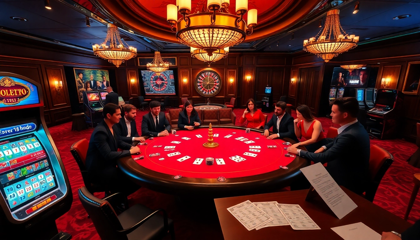 Experience thrilling poker at Fb88 with vibrant casino lights and high-stakes action.
