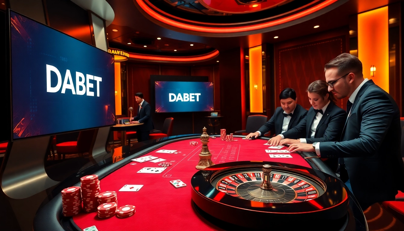 Experience thrilling poker action at DABET with vibrant chips and cards.