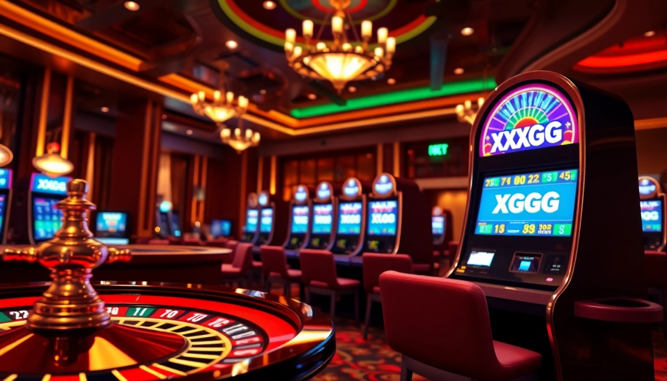 Experience the excitement of gambling with XXGG showcased in a luxurious casino setting.
